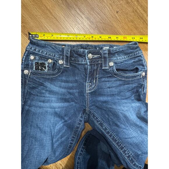 Miss Me JP6215B Boot Bootcut Jeans Bling Embroidered Black Sequins Size 26 EB - Picture 7 of 7